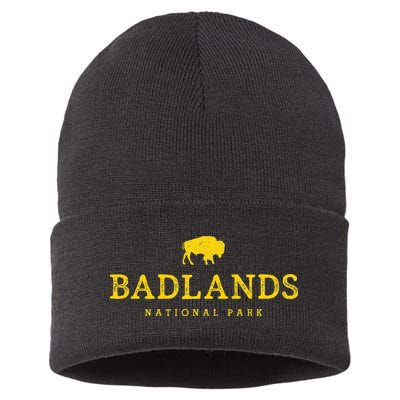 Badlands National Park Bison South Dakota Buffalo Souvenir Sustainable Knit Beanie