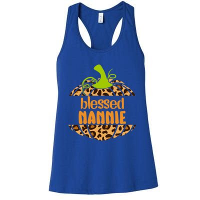 Blessed Nannie Pumpkin Leopard Thankful Grateful Meaningful Gift Women's Racerback Tank