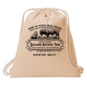 Badlands National Park South Dakota Bison Prairie Dog Drawstring Bag