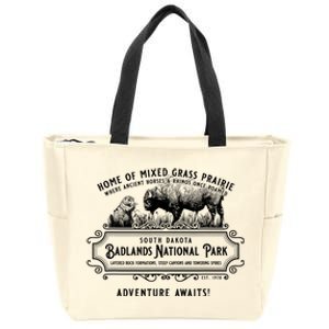 Badlands National Park South Dakota Bison Prairie Dog Zip Tote Bag