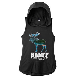 Banff National Park Canada Moose Lake Louise Souvenir Ladies PosiCharge Tri-Blend Wicking Draft Hoodie Tank