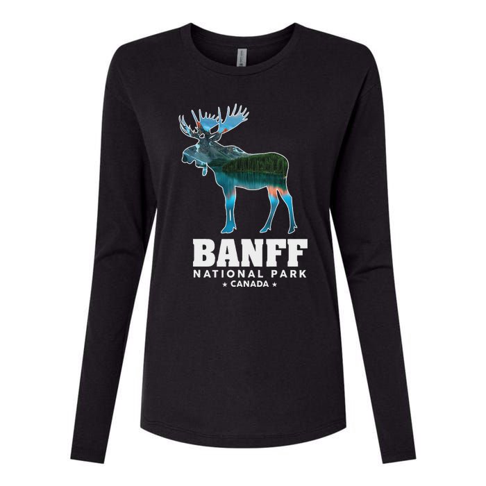 Banff National Park Canada Moose Lake Louise Souvenir Womens Cotton Relaxed Long Sleeve T-Shirt