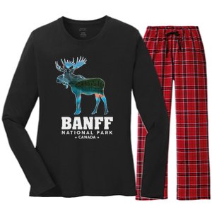 Banff National Park Canada Moose Lake Louise Souvenir Women's Long Sleeve Flannel Pajama Set 