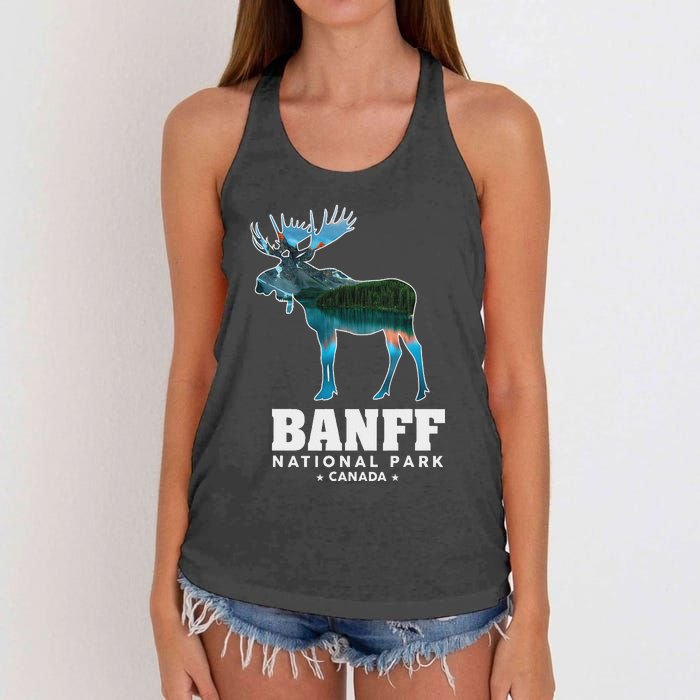 Banff National Park Canada Moose Lake Louise Souvenir Women's Knotted Racerback Tank