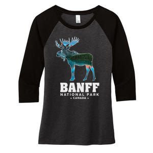 Banff National Park Canada Moose Lake Louise Souvenir Women's Tri-Blend 3/4-Sleeve Raglan Shirt