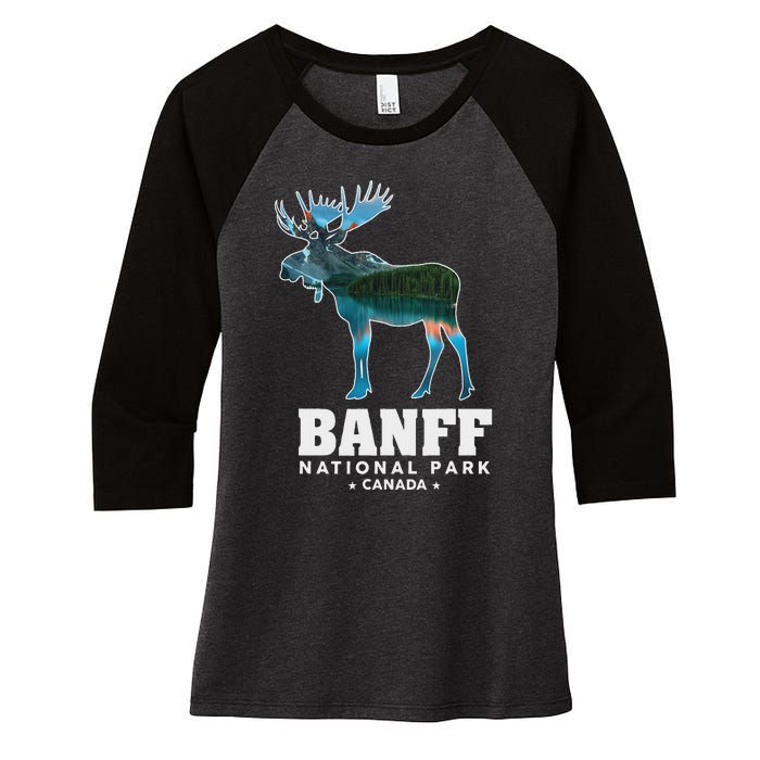 Banff National Park Canada Moose Lake Louise Souvenir Women's Tri-Blend 3/4-Sleeve Raglan Shirt