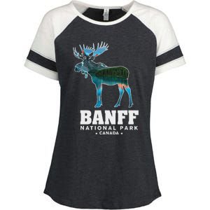 Banff National Park Canada Moose Lake Louise Souvenir Enza Ladies Jersey Colorblock Tee