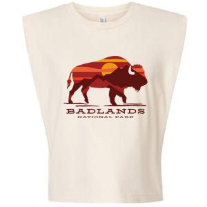 Badlands National Park South Dakota Buffalo Bison Sunset Garment-Dyed Women's Muscle Tee