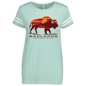 Badlands National Park South Dakota Buffalo Bison Sunset Enza Ladies Jersey Football T-Shirt