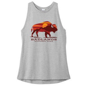 Badlands National Park South Dakota Buffalo Bison Sunset Ladies PosiCharge Tri-Blend Wicking Tank