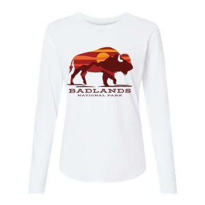 Badlands National Park South Dakota Buffalo Bison Sunset Womens Cotton Relaxed Long Sleeve T-Shirt