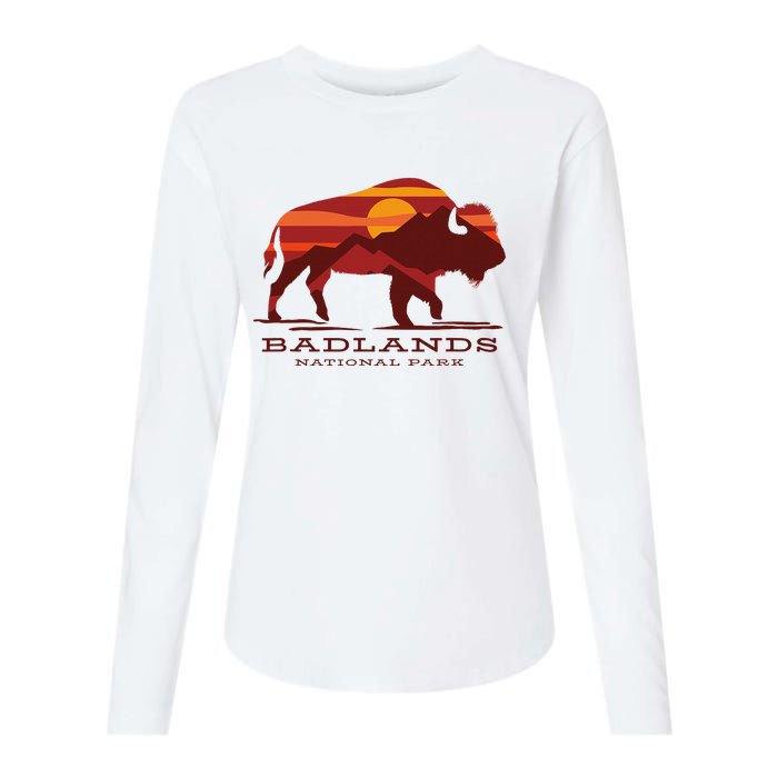 Badlands National Park South Dakota Buffalo Bison Sunset Womens Cotton Relaxed Long Sleeve T-Shirt