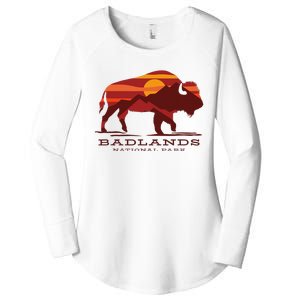 Badlands National Park South Dakota Buffalo Bison Sunset Women's Perfect Tri Tunic Long Sleeve Shirt