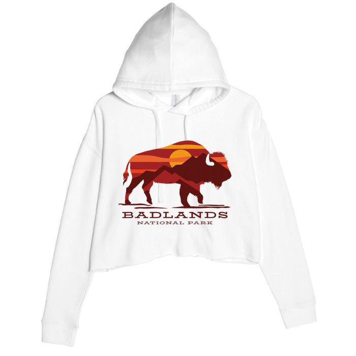 Badlands National Park South Dakota Buffalo Bison Sunset Crop Fleece Hoodie