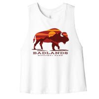 Badlands National Park South Dakota Buffalo Bison Sunset Women's Racerback Cropped Tank