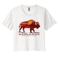 Badlands National Park South Dakota Buffalo Bison Sunset Women's Crop Top Tee