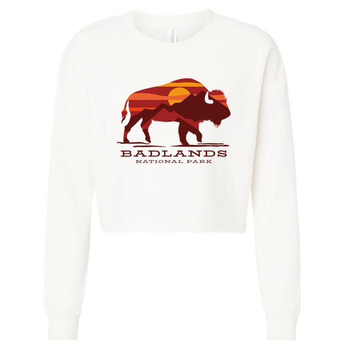 Badlands National Park South Dakota Buffalo Bison Sunset Cropped Pullover Crew