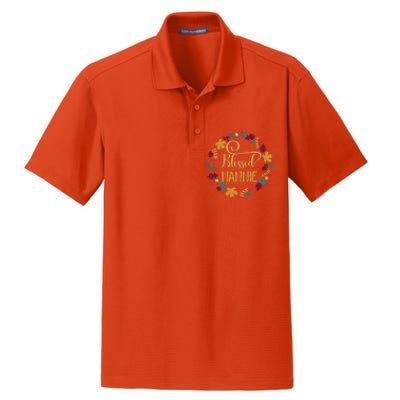 Blessed Nannie Pumpkin Leopard Thankful Grateful Gift Dry Zone Grid Polo