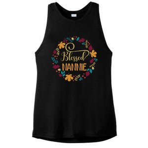 Blessed Nannie Pumpkin Leopard Thankful Grateful Gift Ladies PosiCharge Tri-Blend Wicking Tank