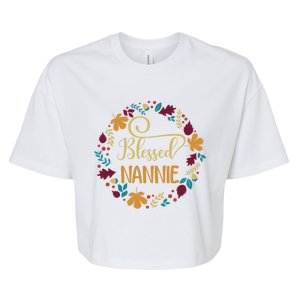 Blessed Nannie Pumpkin Leopard Thankful Grateful Gift Bella+Canvas Jersey Crop Tee