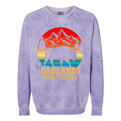 Badlands National Park South Dakota Buffalo Bison Road Trip Colorblast Crewneck Sweatshirt