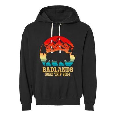 Badlands National Park South Dakota Buffalo Bison Road Trip Garment-Dyed Fleece Hoodie