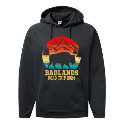 Badlands National Park South Dakota Buffalo Bison Road Trip Performance Fleece Hoodie