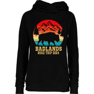 Badlands National Park South Dakota Buffalo Bison Road Trip Womens Funnel Neck Pullover Hood