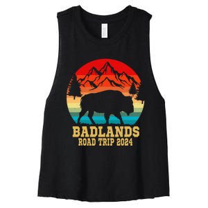 Badlands National Park South Dakota Buffalo Bison Road Trip Women's Racerback Cropped Tank