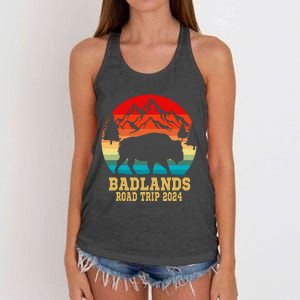 Badlands National Park South Dakota Buffalo Bison Road Trip Women's Knotted Racerback Tank