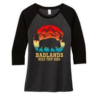 Badlands National Park South Dakota Buffalo Bison Road Trip Women's Tri-Blend 3/4-Sleeve Raglan Shirt