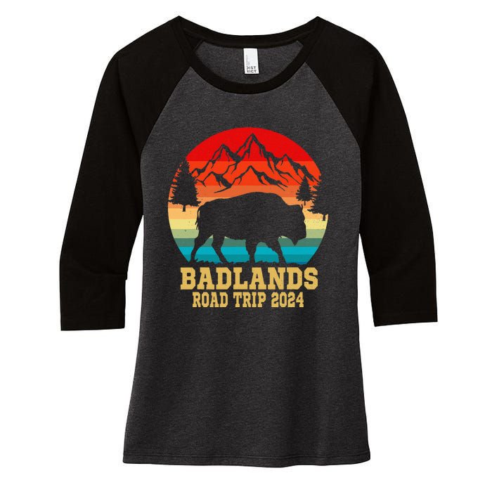 Badlands National Park South Dakota Buffalo Bison Road Trip Women's Tri-Blend 3/4-Sleeve Raglan Shirt