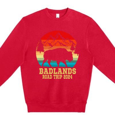 Badlands National Park South Dakota Buffalo Bison Road Trip Premium Crewneck Sweatshirt