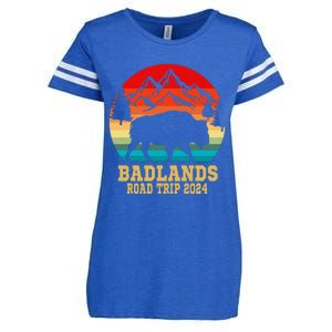 Badlands National Park South Dakota Buffalo Bison Road Trip Enza Ladies Jersey Football T-Shirt