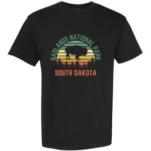 Badlands National Park South Dakota Buffalo Retro Sunset Garment-Dyed Heavyweight T-Shirt