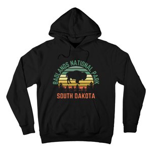 Badlands National Park South Dakota Buffalo Retro Sunset Hoodie