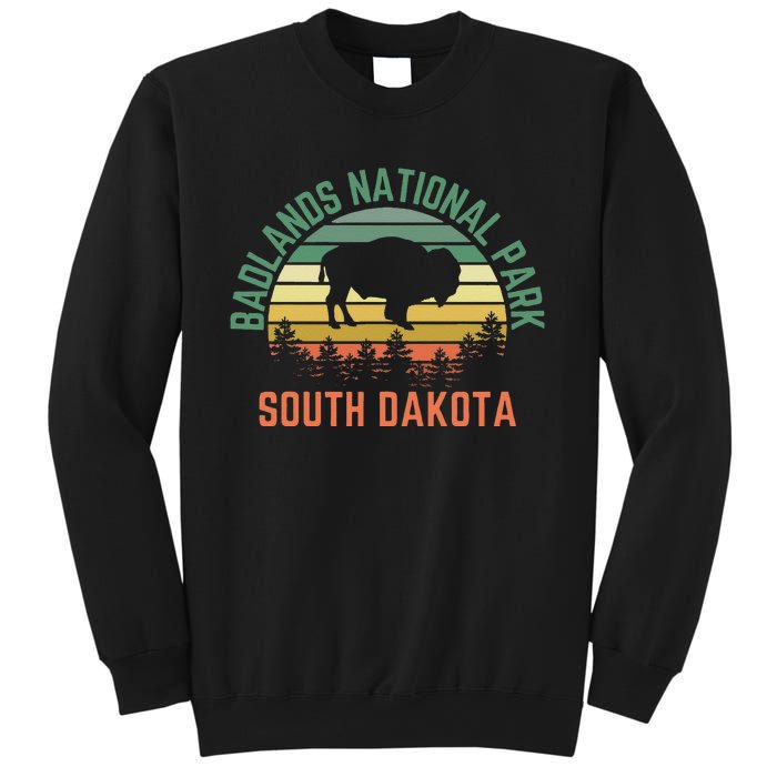 Badlands National Park South Dakota Buffalo Retro Sunset Sweatshirt