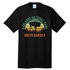 Badlands National Park South Dakota Buffalo Retro Sunset Tall T-Shirt