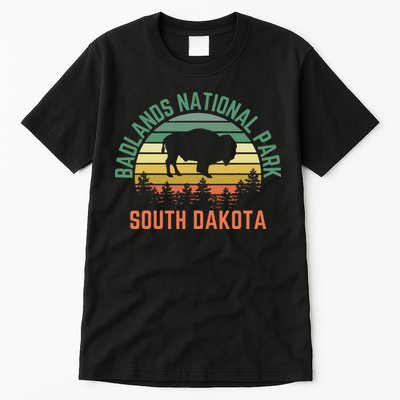 Badlands National Park South Dakota Buffalo Retro Sunset Tall T-Shirt