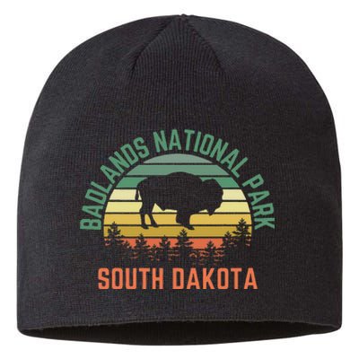 Badlands National Park South Dakota Buffalo Retro Sunset Sustainable Beanie