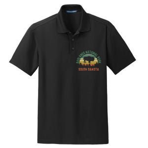 Badlands National Park South Dakota Buffalo Retro Sunset Dry Zone Grid Polo