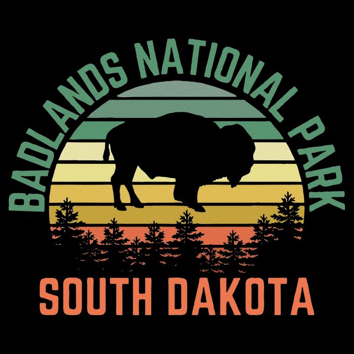 Badlands National Park South Dakota Buffalo Retro Sunset 16 in Basic Backpack