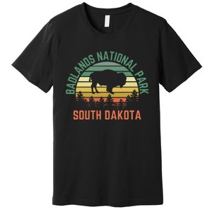 Badlands National Park South Dakota Buffalo Retro Sunset Premium T-Shirt