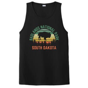 Badlands National Park South Dakota Buffalo Retro Sunset PosiCharge Competitor Tank