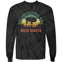 Badlands National Park South Dakota Buffalo Retro Sunset Tie-Dye Long Sleeve Shirt