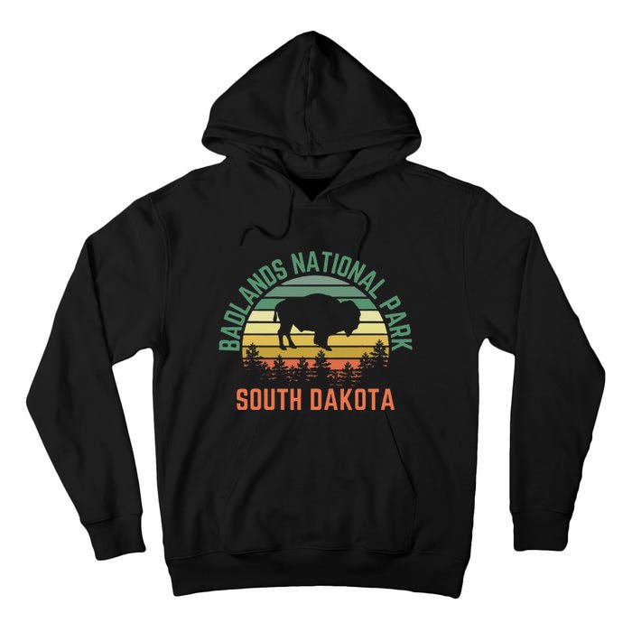 Badlands National Park South Dakota Buffalo Retro Sunset Tall Hoodie