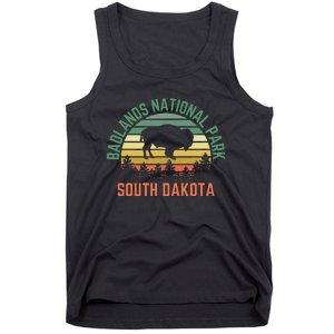 Badlands National Park South Dakota Buffalo Retro Sunset Tank Top