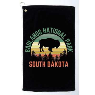Badlands National Park South Dakota Buffalo Retro Sunset Golf Towel