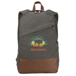 Badlands National Park South Dakota Buffalo Retro Sunset Cotton Canvas Backpack