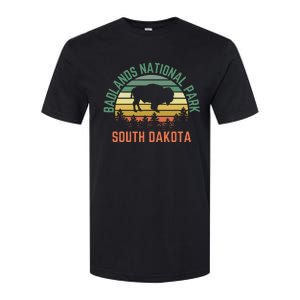 Badlands National Park South Dakota Buffalo Retro Sunset Softstyle CVC T-Shirt